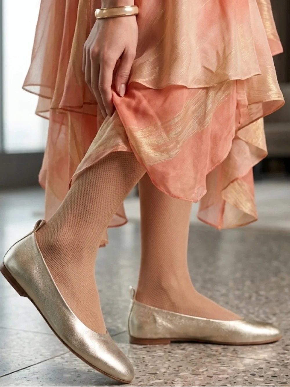 Andre Assous Nalah Platino NALAH-PLA Metallic Gold Ballet Flats Size 6